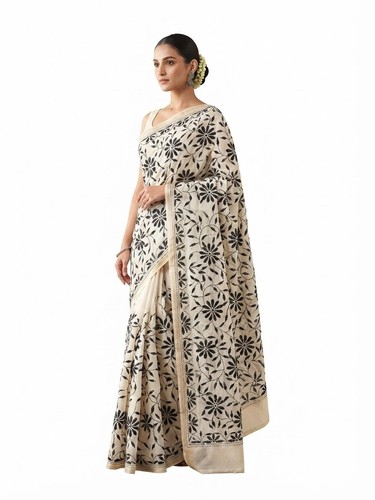 White color katha - katha, saree