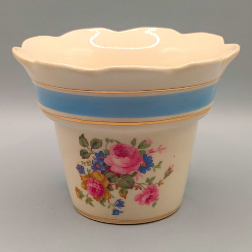 Ceramic floral planter pot - planter,