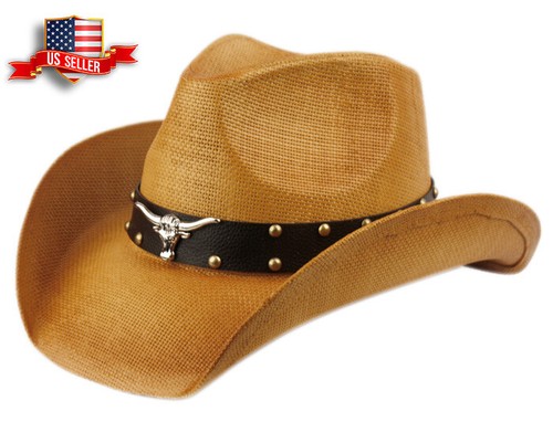 Bull horn cowboy hat straw - bull,