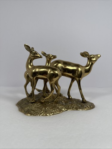 Vintage mcm solid brass deer - solid,
