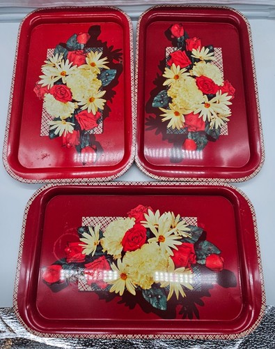 Vintage red floral metal - vintage,