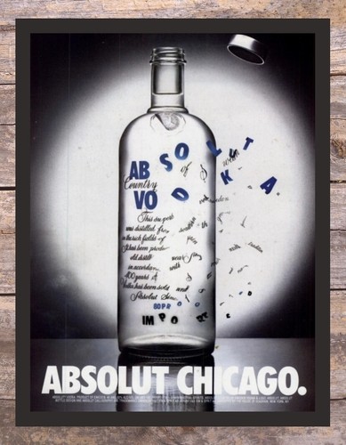 1994 framed absolut chicago - framed,