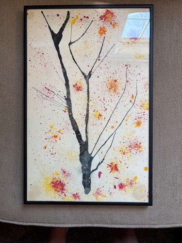 Vintage autumn splatter tree - vintage,