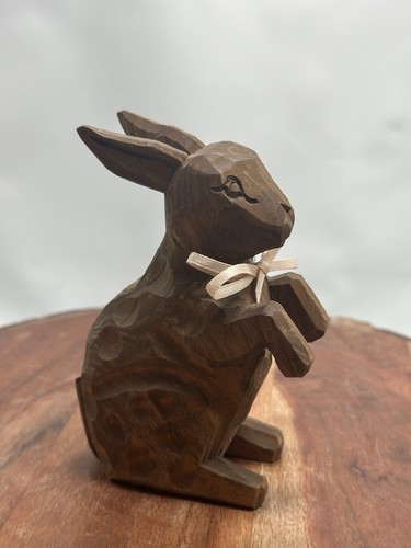Carved wood bunny rabbit - wood,