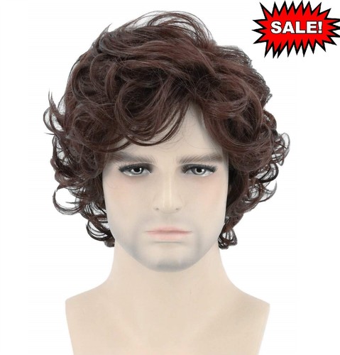 Mens short curly brown wig - mens,
