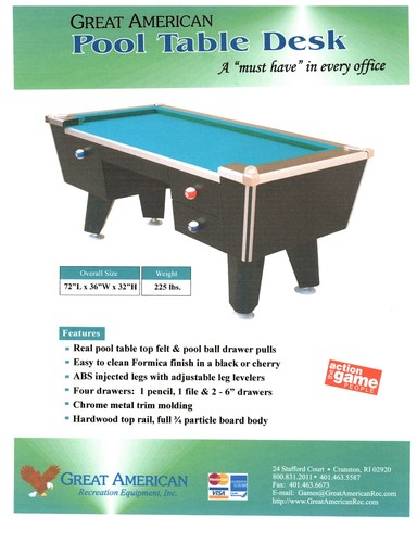 Great american pool table desk - great,