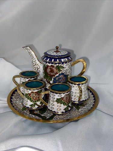 Vintage white cloisonne mini - white,