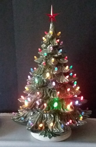 Lighted ceramic christmas tree - christmas,