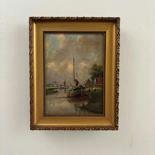 Antique landscape oil - antique, painting