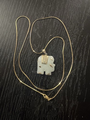 14k jade elephant pendant with - elephant,