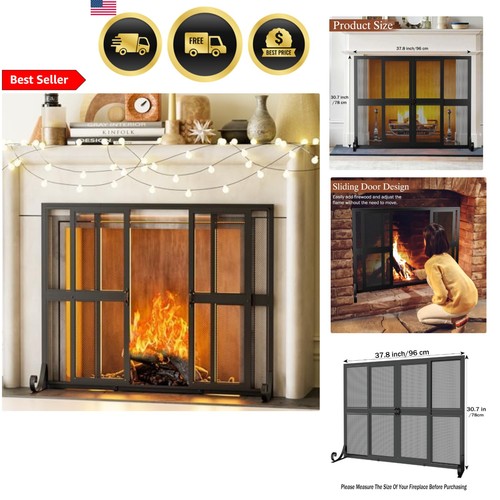 Fireplace screen with - fireplace, sliding