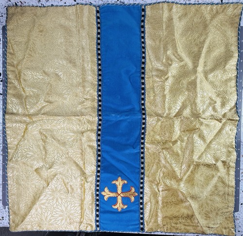 Vtg religious blue velvet - , silk