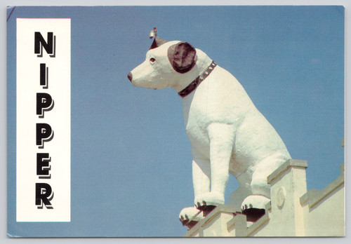 Postcard nipper dog statue - postcard,