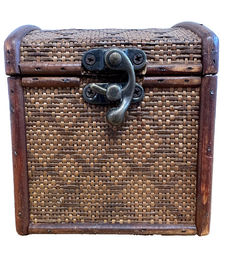 Vintage small woven wooden box - vintage,