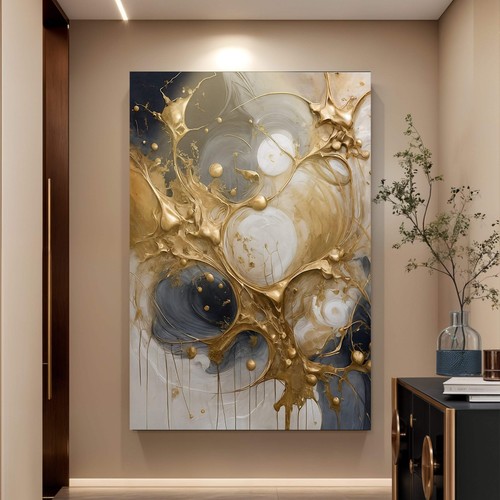 Black gold wall art - black,