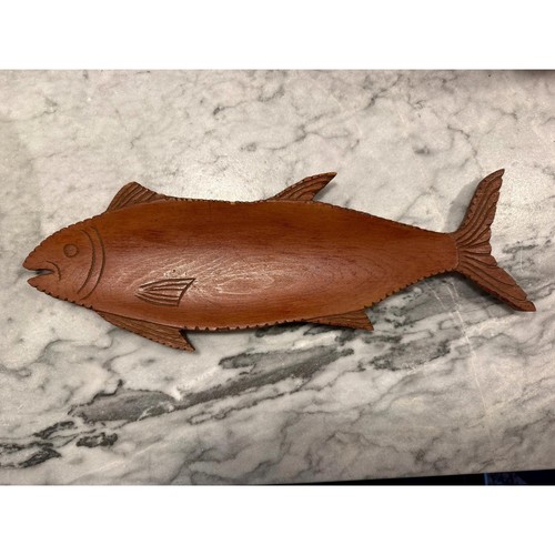 Vtg hand carved - wooden, fish