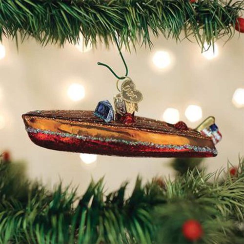 Classic wooden boat ornament - wooden,