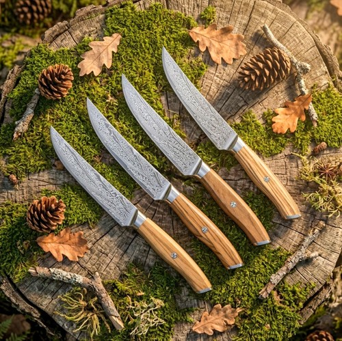 Handmade damascus steel steak - steel,