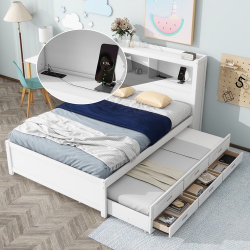 Full size platform bed with - full,