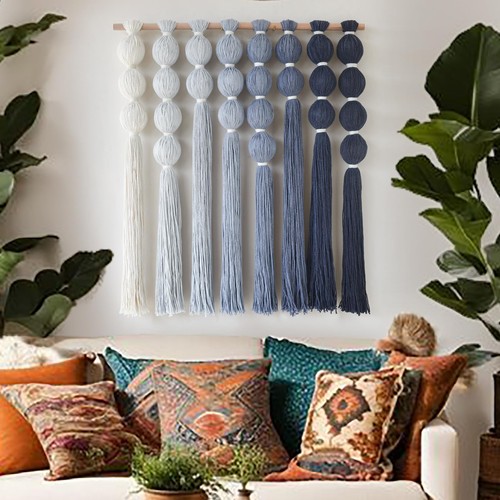 Macrame wall hanging - wall, blue