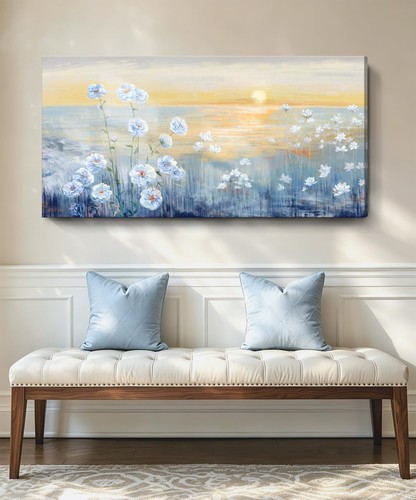 Blue ocean sunset canvas - ocean, wall