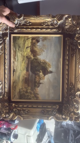 Landscape oil painting - landscape, house