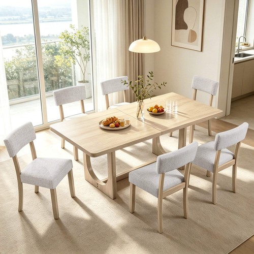Wood dining set light oak - set,