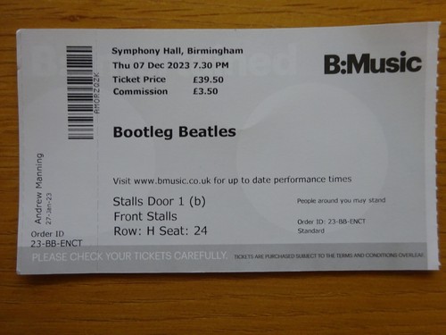 Bootleg beatles ticket stub - bootleg,