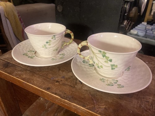 Lot two belleek shamrock - belleek,