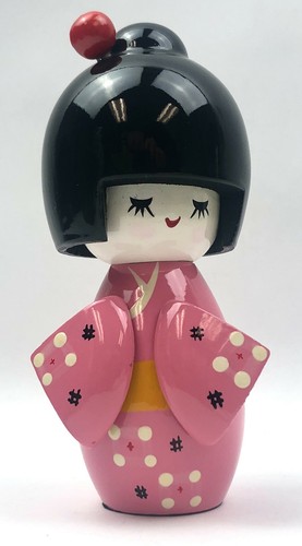 Kokeshi head kimono doll pink - head,