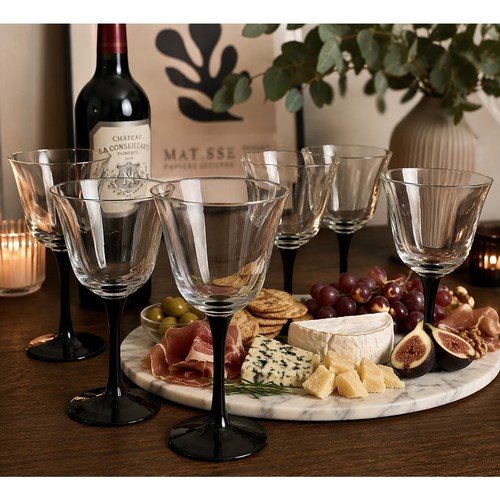 Set black stem wine - 6,
