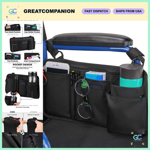 Wheelchair armrest side bag - armrest,