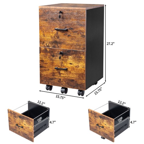 Drawer lockable file cabinet - 2-drawer,