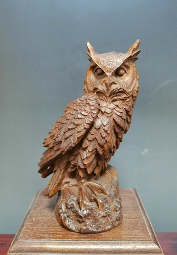 Owl wooden statue sculpture - wooden,