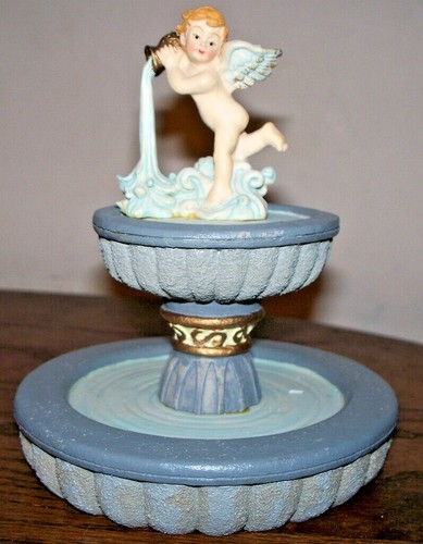 Cherub fountain hand painted - cherub,
