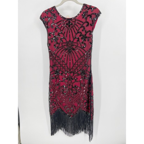 Yessa red black sequin - black, flapper
