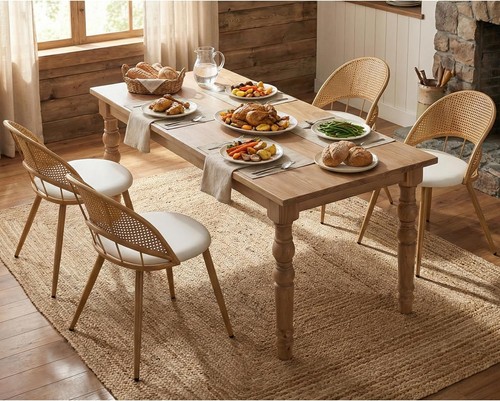 Rattan dinner chairs set 4 - rattan,