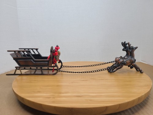 Vntg brass reindeer - reindeer, sleigh
