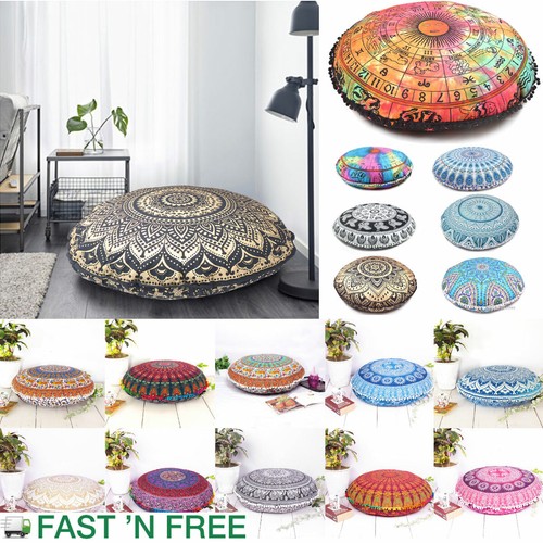 Round floor cushion cover - round, pouf