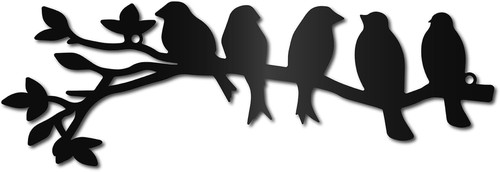 Birds branch metal wall art - on,