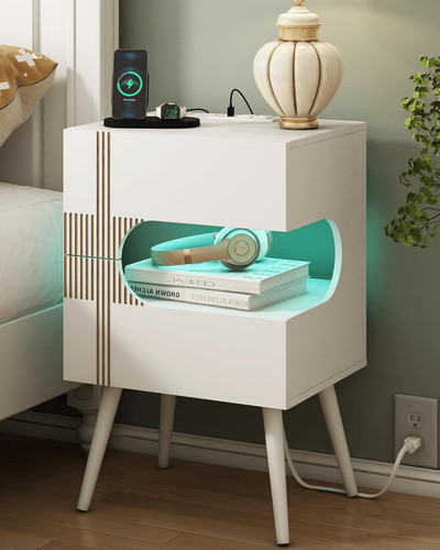 Modern white nightstand - white, with