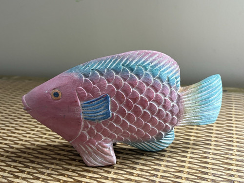 Hand painted fish figurine - painted,