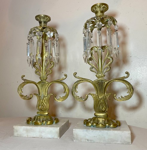 Pair antique ornate brass - pair,