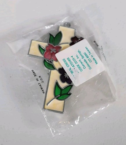 Vintage floral cross stained - vintage,