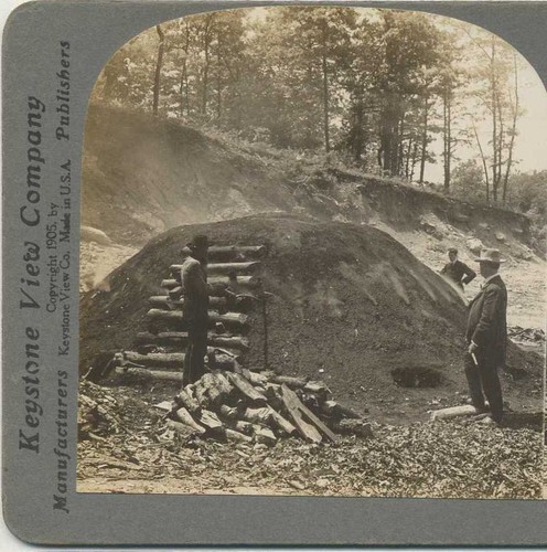 Burning charcoal mountain - burning,