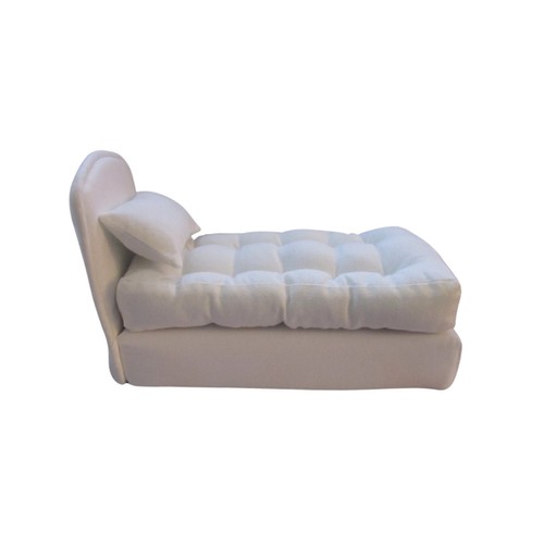 White upholstered doll bed - white, for