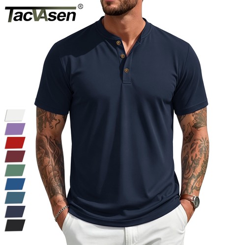Men henley short - henley, sleeve