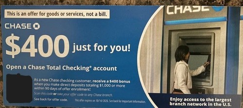 Chase bank 400 bonus for - bank, $400