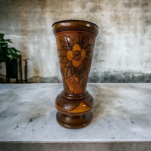 Vtg wooden carving flower - wooden,