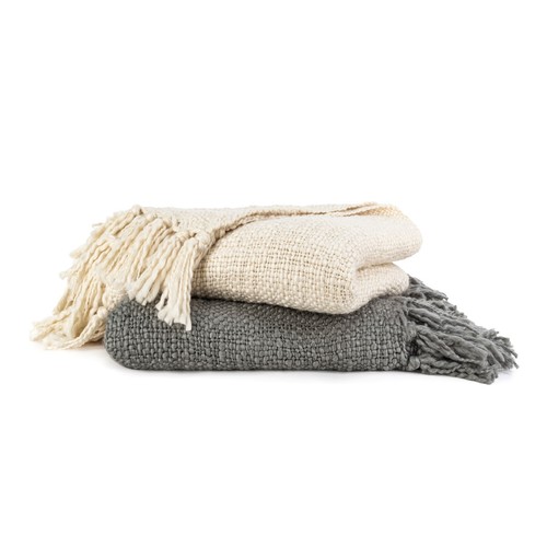 Slub yarn throw kaycie gray - kaycie,